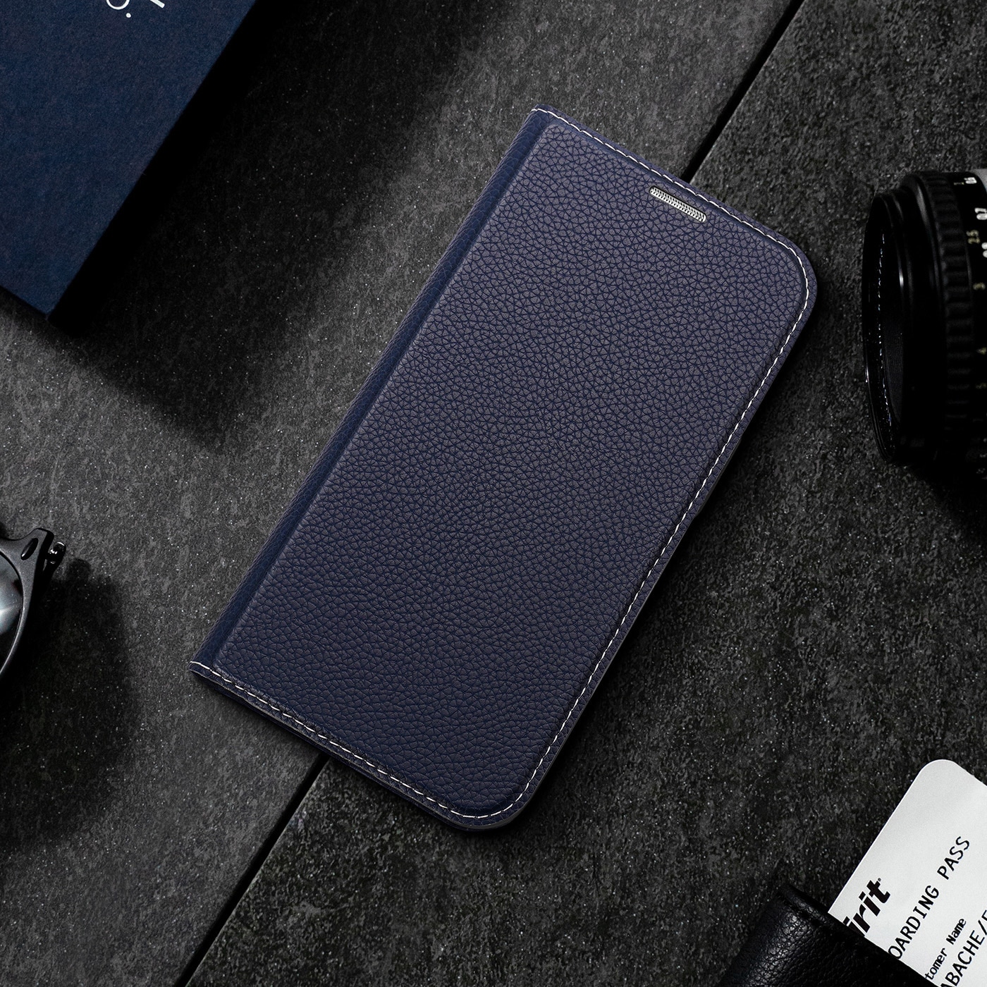 Dux Ducis Skin X2-etui til iPhone 14 Plus-etui med magnetisk klaff blå