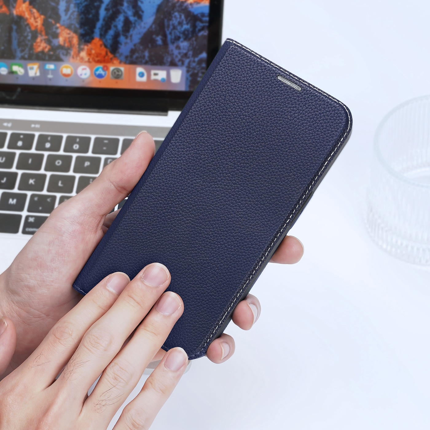 Dux Ducis Skin X2-etui til iPhone 14 Plus-etui med magnetisk klaff blå