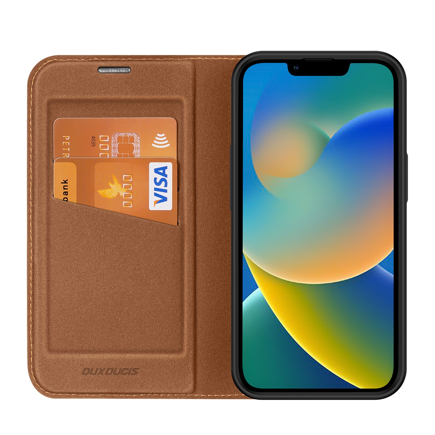 Dux Ducis Skin X2-etui for iPhone 14 Plus-etui med magnetisk klaff brun