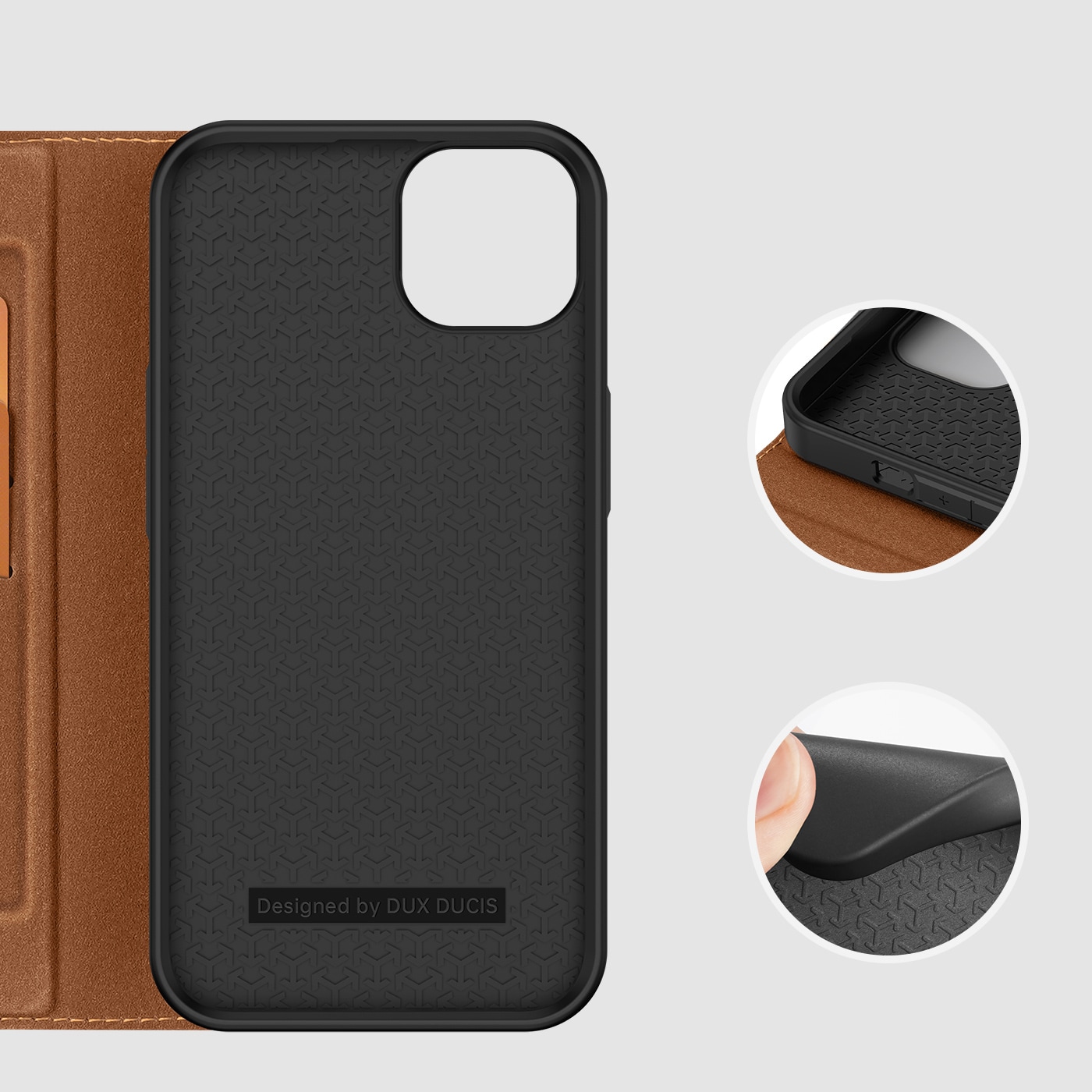 Dux Ducis Skin X2-etui for iPhone 14 Plus-etui med magnetisk klaff brun
