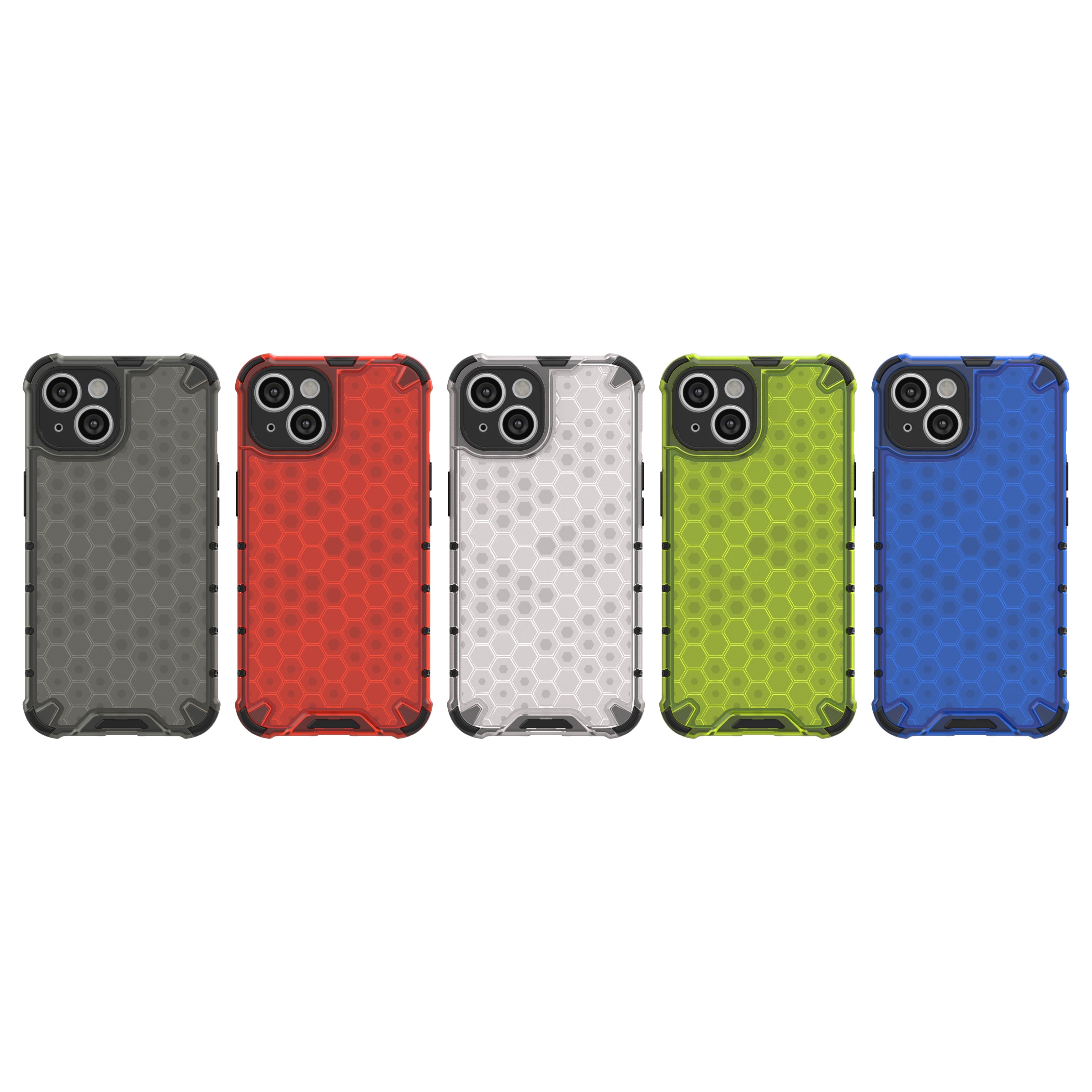 Honeycomb-etui for iPhone 14 pansret hybriddeksel svart