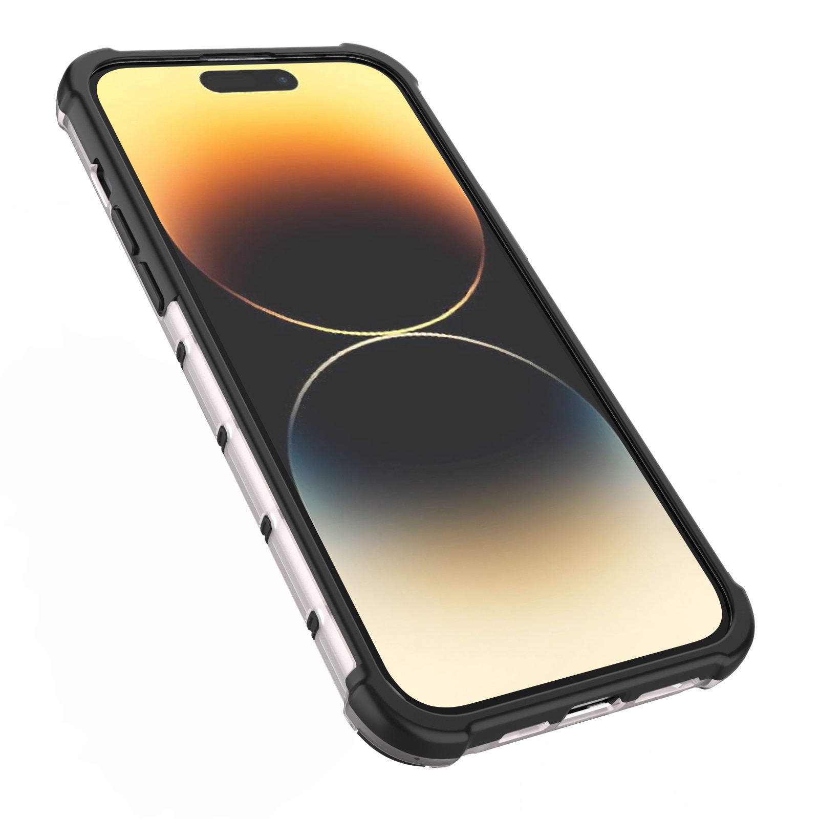 Honeycomb-etui for iPhone 14 Pro pansret hybriddeksel svart