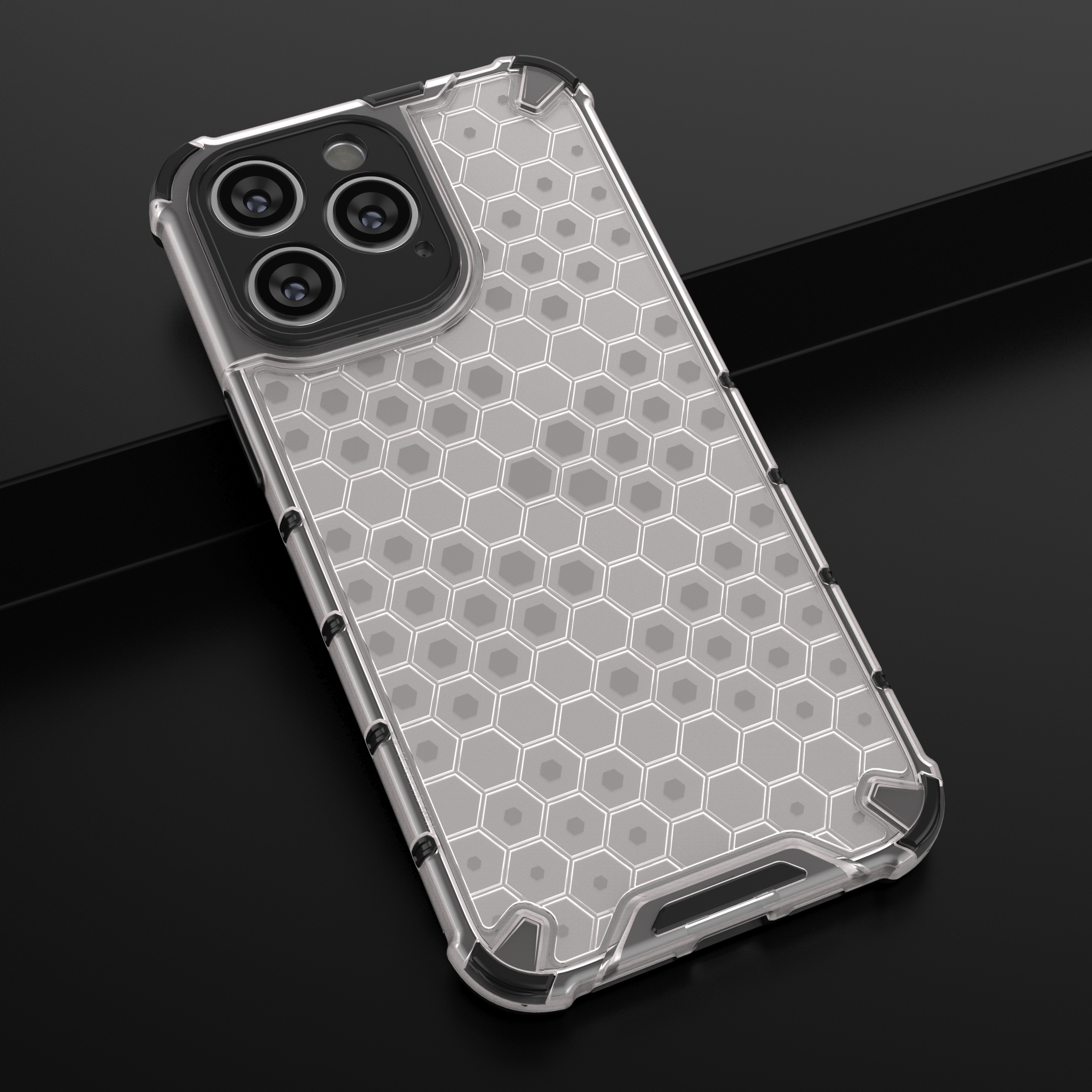 Honeycomb-etui for iPhone 14 Pro pansret hybriddeksel svart