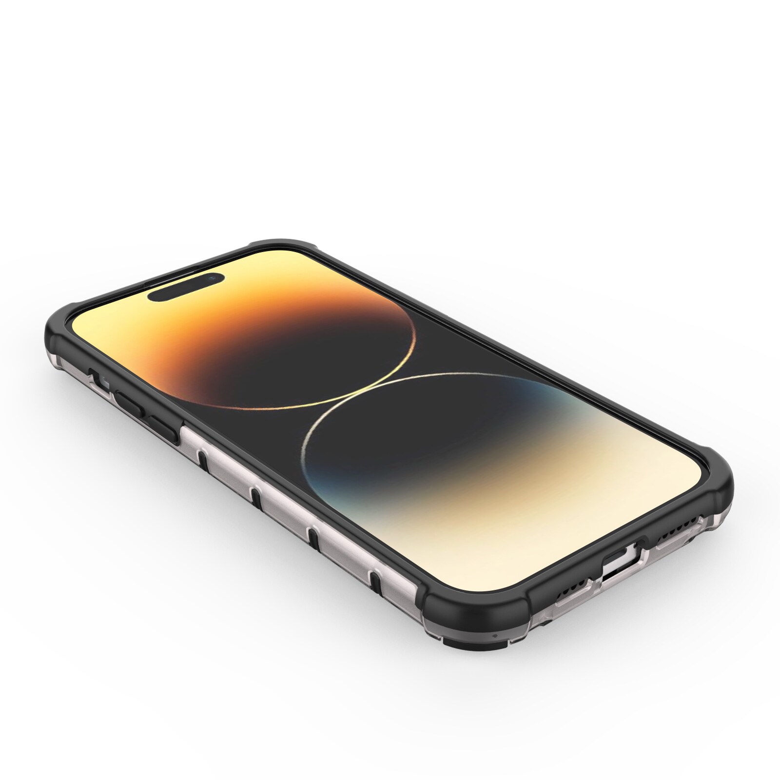 Honeycomb-etui for iPhone 14 Pro pansret hybriddeksel svart