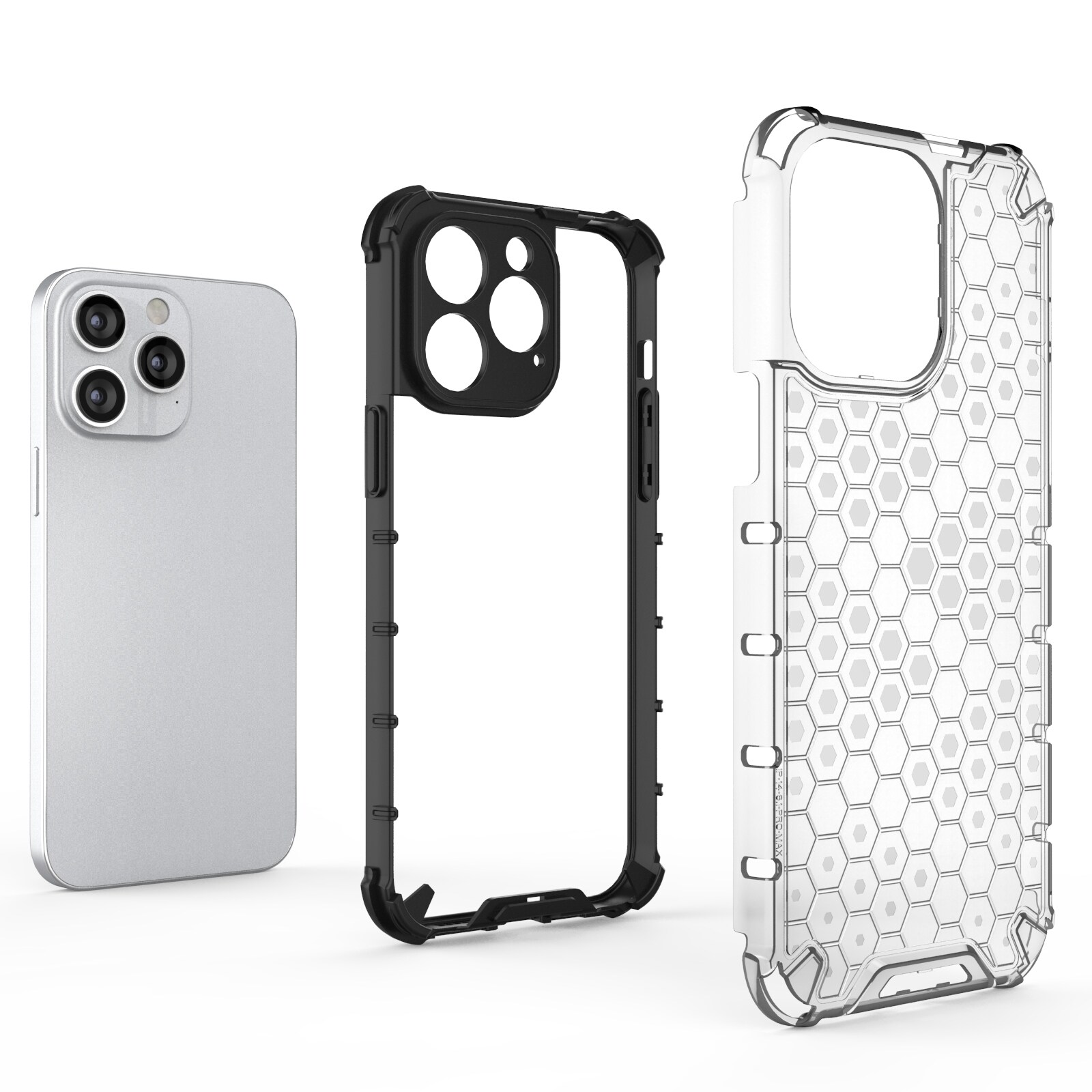 Honeycomb-etui for iPhone 14 Pro pansret hybriddeksel blå
