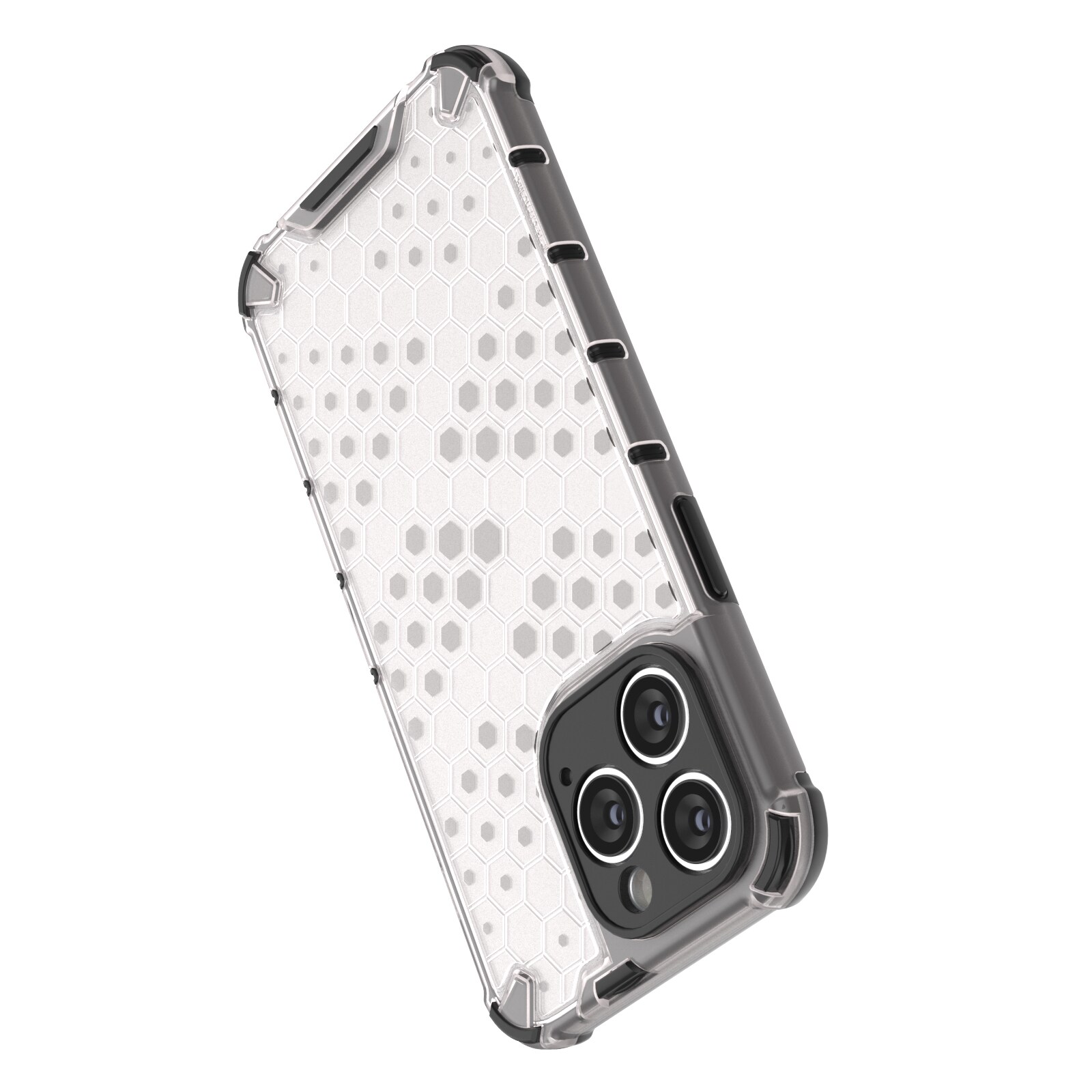 Honeycomb-etui for iPhone 14 Pro Max pansret hybriddeksel svart