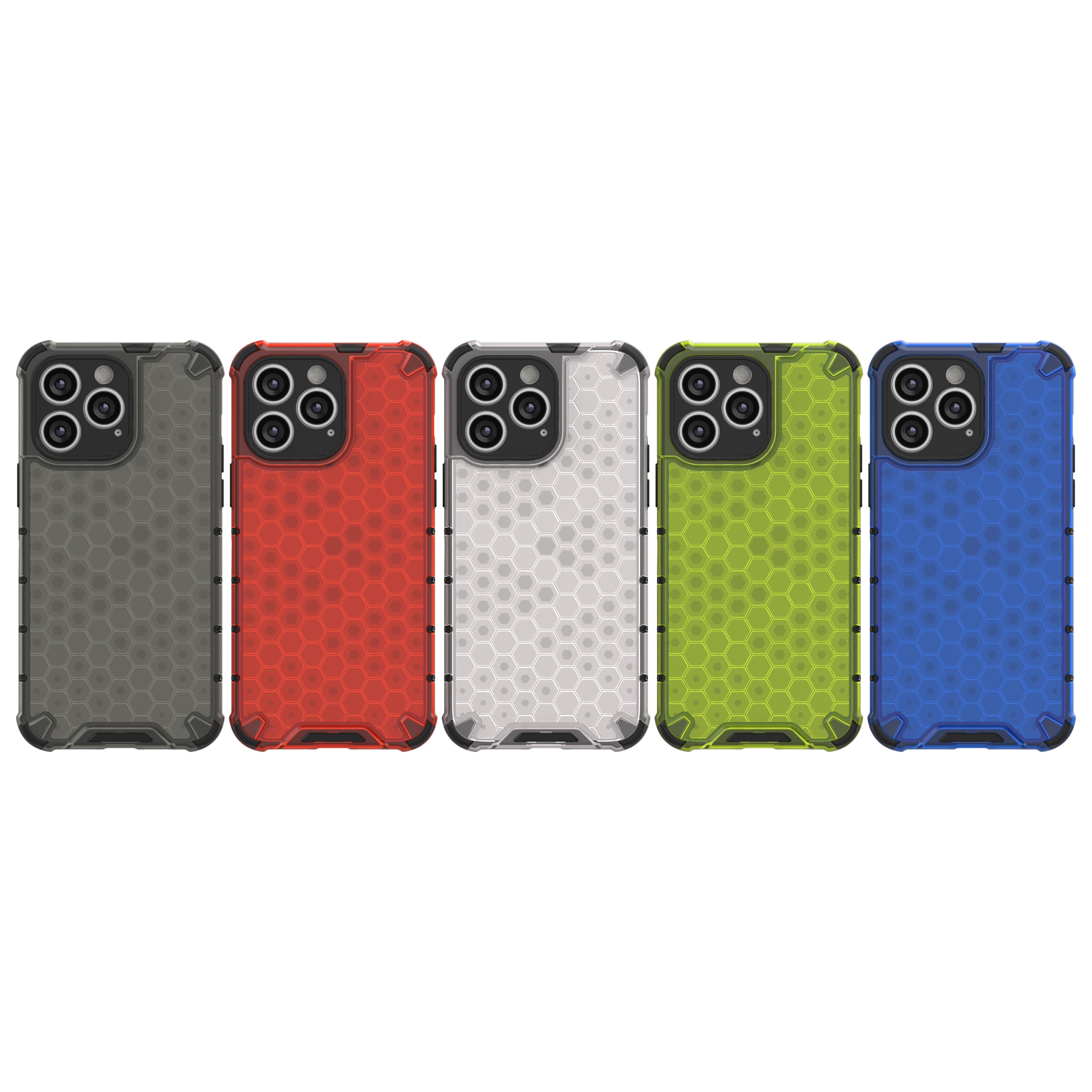Honeycomb-etui for iPhone 14 Pro Max pansret hybriddeksel svart