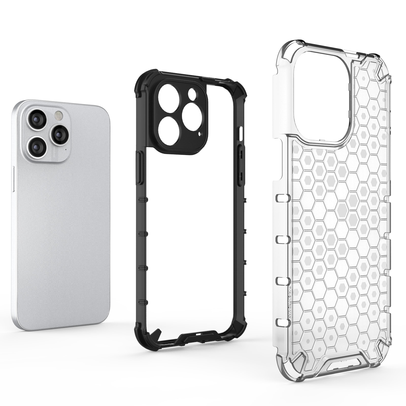 Honeycomb-etui for iPhone 14 Pro Max pansret hybriddeksel blå