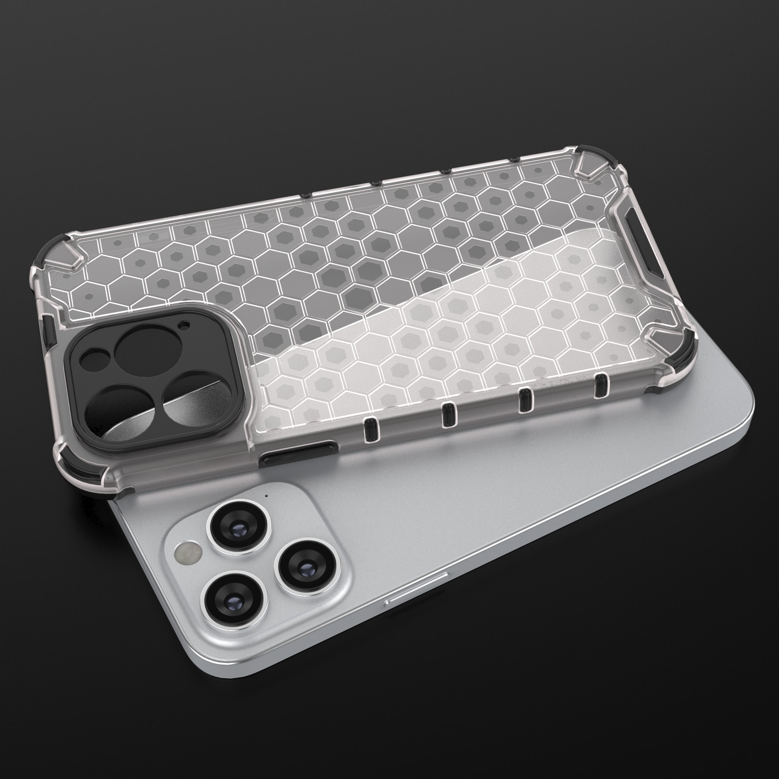 Honeycomb-etui for iPhone 14 Pro Max pansret hybriddeksel blå