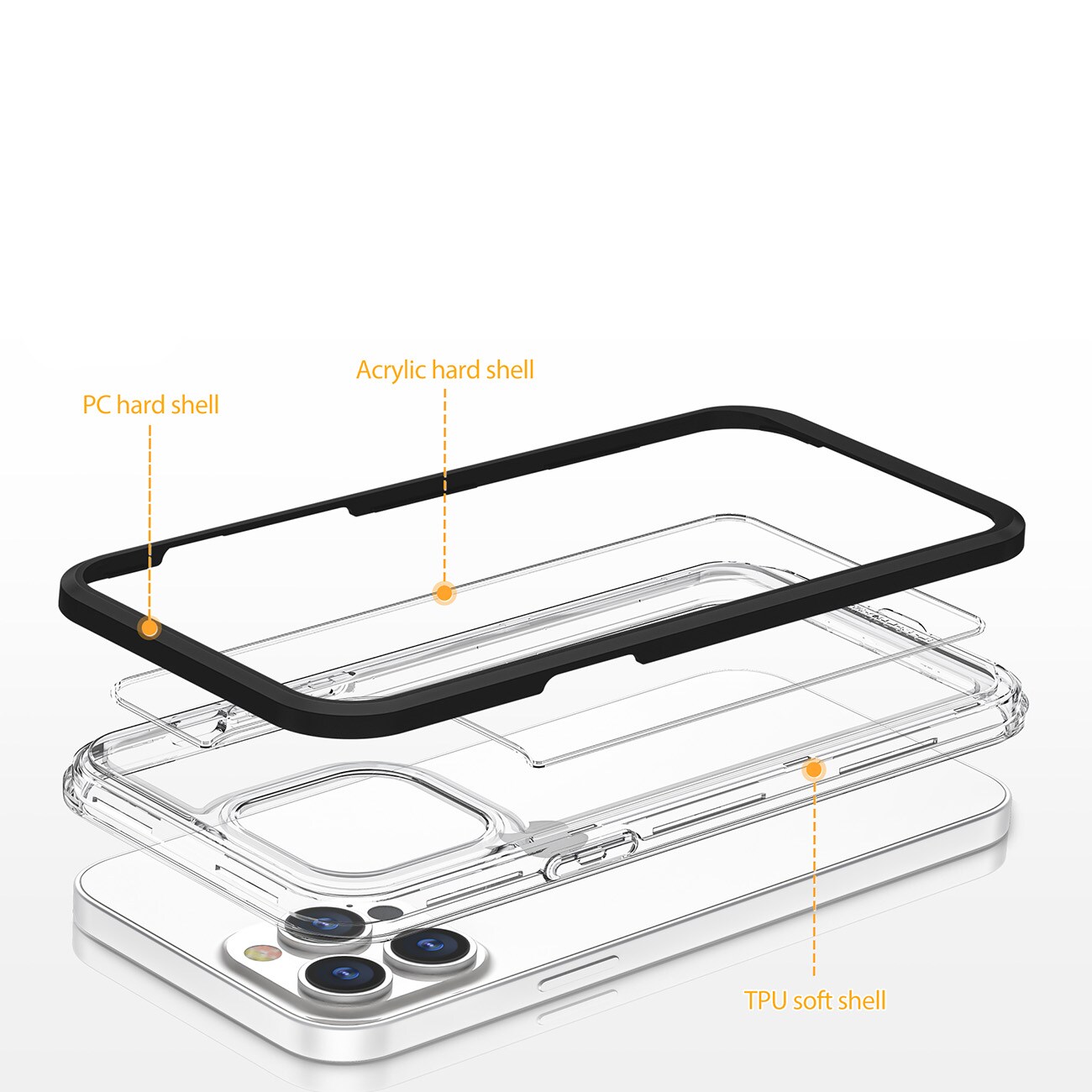 Gjennomsiktig 3-i-1-etui for Samsung Galaxy A03 silikondeksel med ramme svart