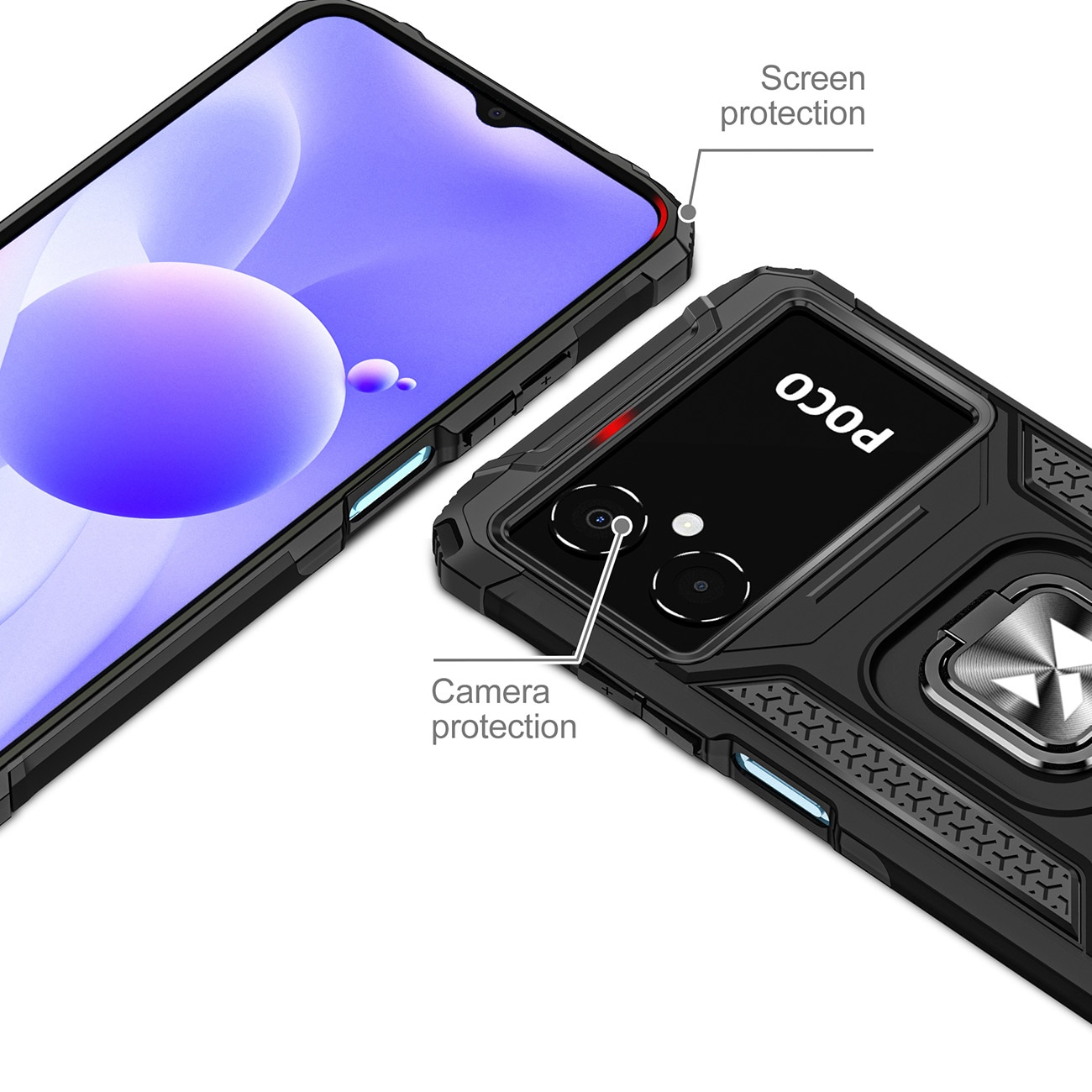 Wozinsky Ring Armor-etui for Samsung Galaxy A03 pansrede deksel magnetisk holder ring svart