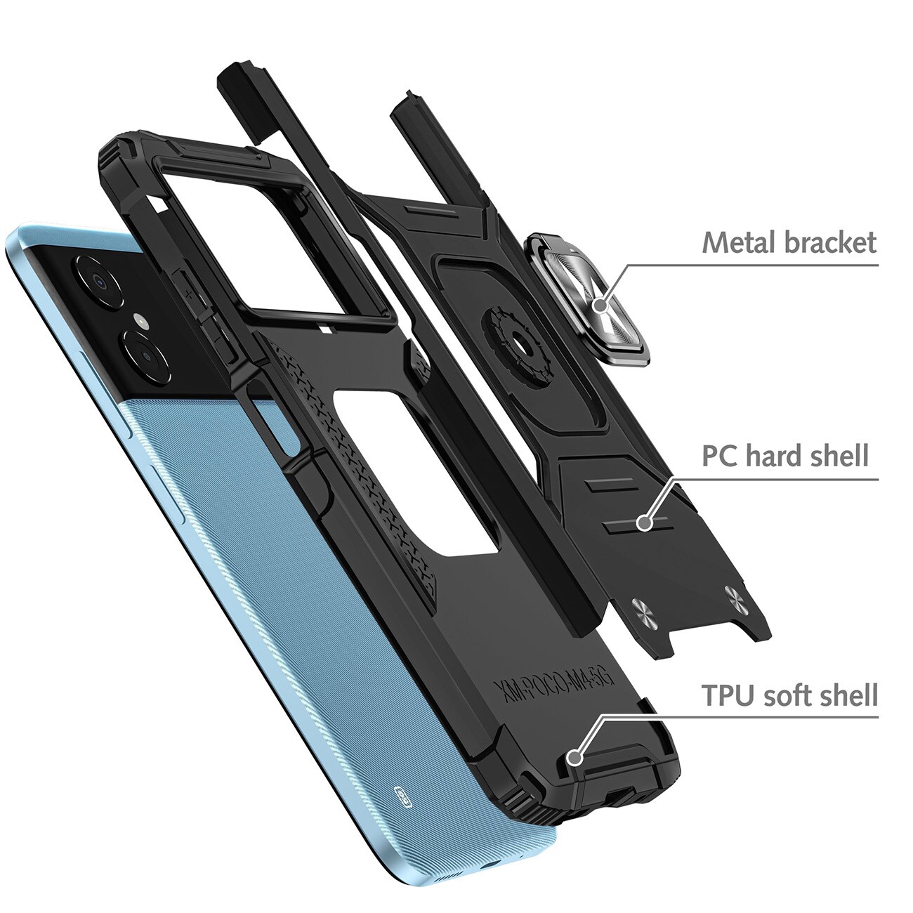 Wozinsky Ring Armor-etui for Samsung Galaxy A03 pansrede deksel magnetisk holder ring svart