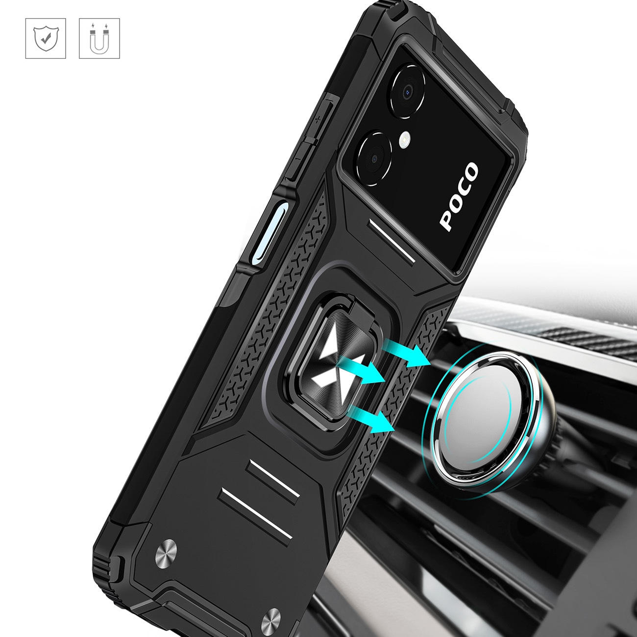 Wozinsky Ring Armor-etui for Samsung Galaxy A03 pansrede deksel magnetisk holder ring svart