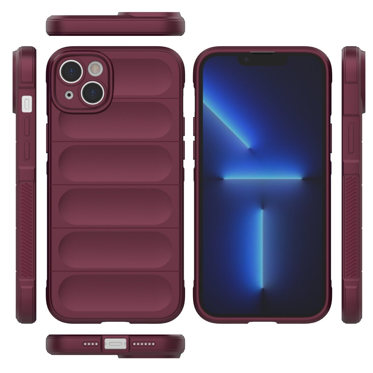 Magic Shield Case-etui for iPhone 14 Plus elastisk panseretui i burgunder