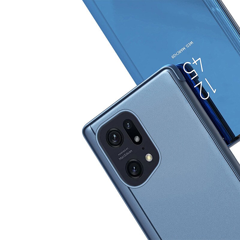 Clear View Case-deksel for Oppo Find X5 Pro-deksel med klaff svart
