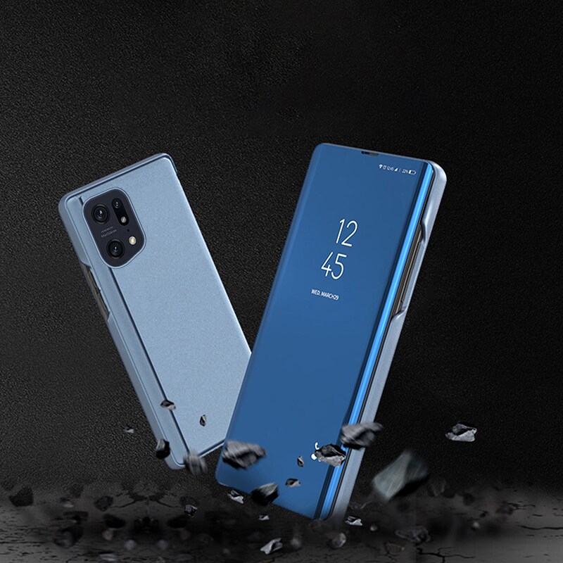 Clear View Case-deksel for Oppo Find X5 Pro-deksel med klaff svart