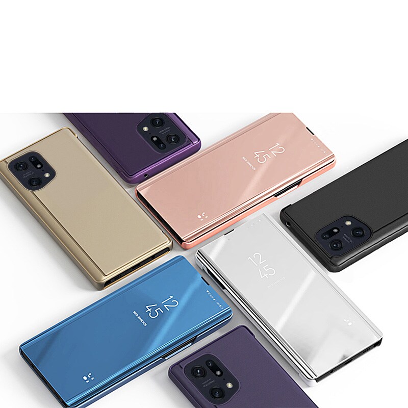 Clear View Case-deksel for Oppo Find X5 Pro-deksel med klaff svart