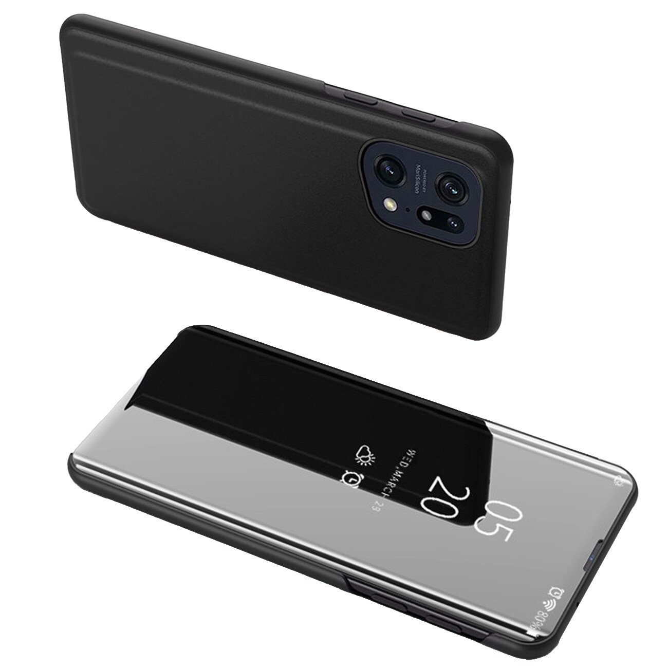 Clear View Case-deksel for Oppo Find X5 Pro-deksel med klaff svart