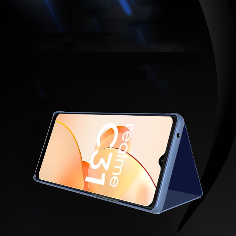 Clear View Case-deksel for Realme C31 flipdeksel svart
