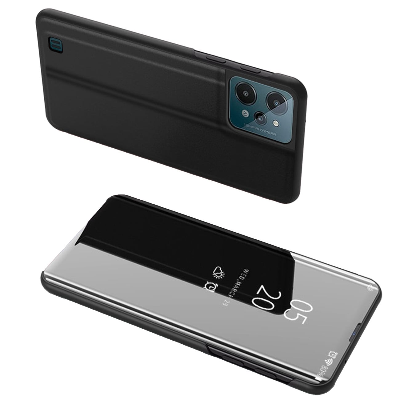 Clear View Case-deksel for Realme C31 flipdeksel svart