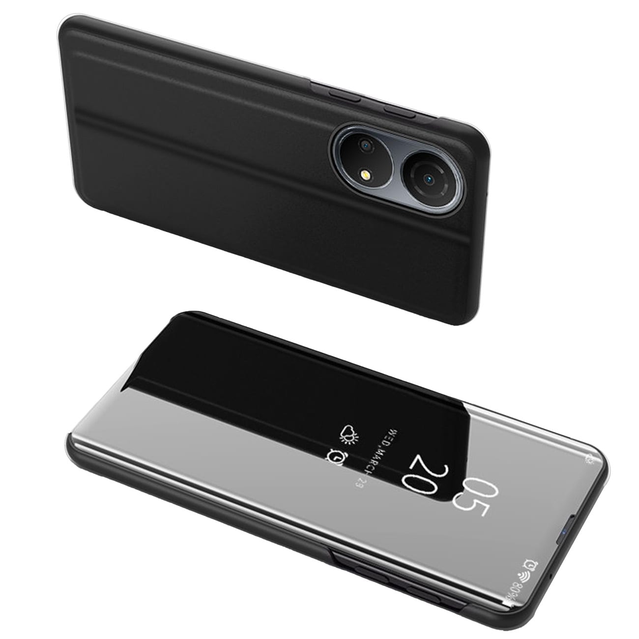 Clear View-etui for Honor X7 / Honor Play 30 Plus flipdeksel svart
