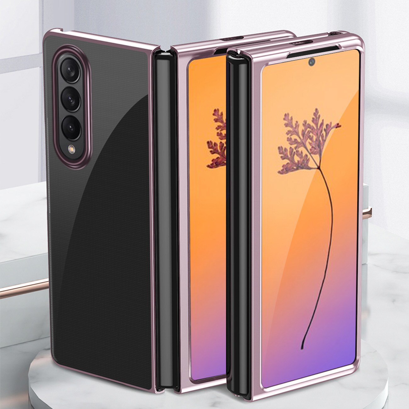 Plating Case-etui for Samsung Galaxy Z Fold 4-deksel med metallramme blå