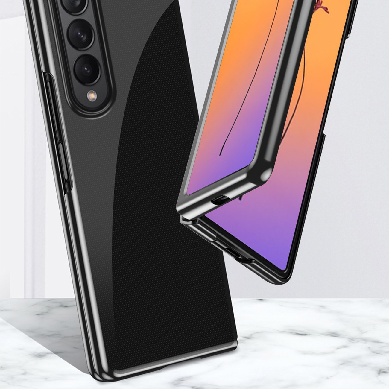 Plating Case-etui for Samsung Galaxy Z Fold 4-deksel med metallramme blå