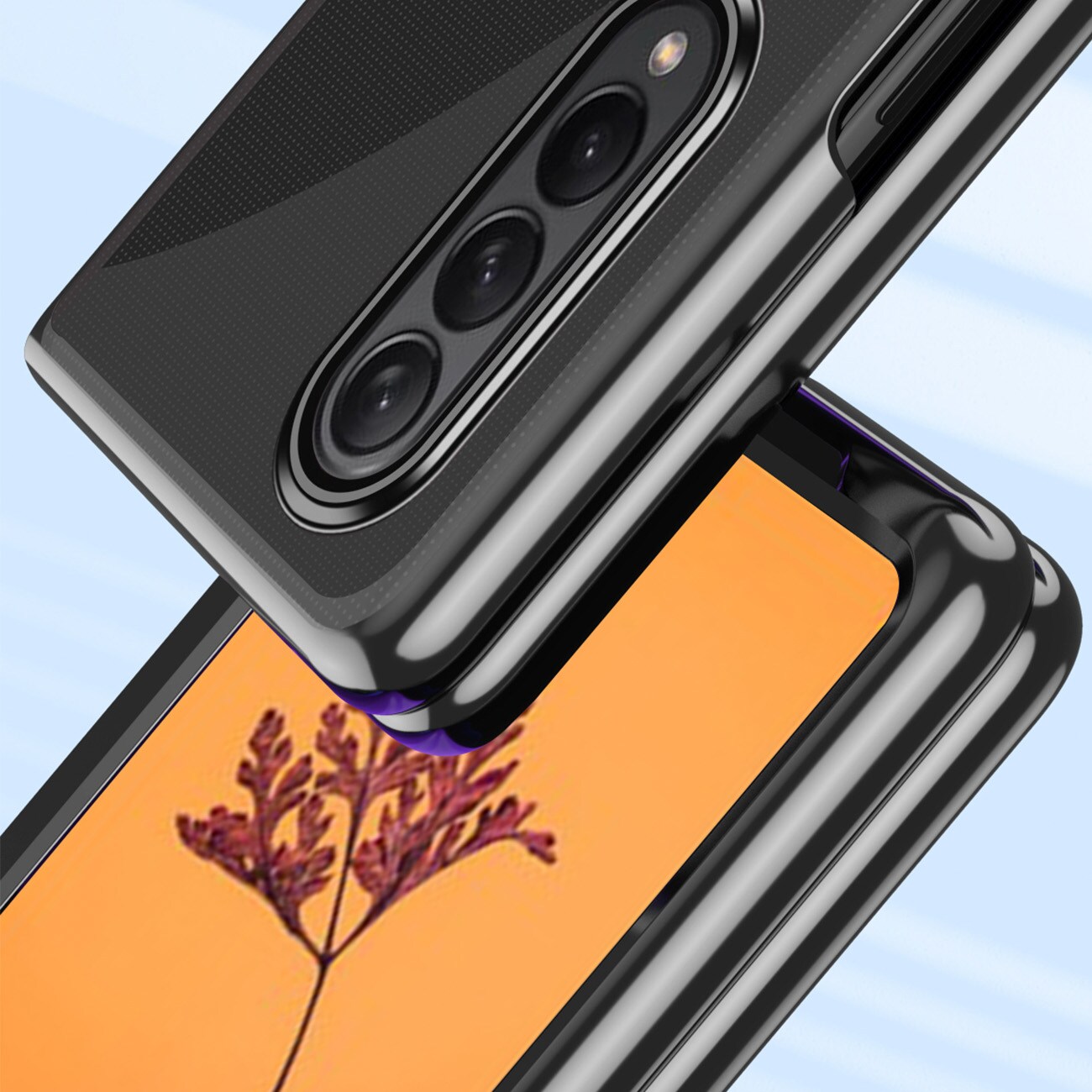 Plating Case-etui for Samsung Galaxy Z Fold 4-deksel med metallramme blå
