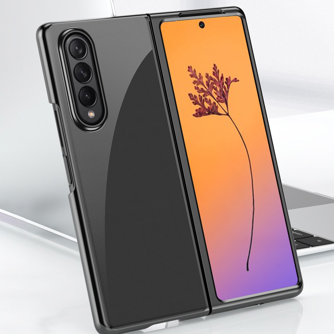 Plating Case-etui for Samsung Galaxy Z Fold 4-deksel med metallramme blå