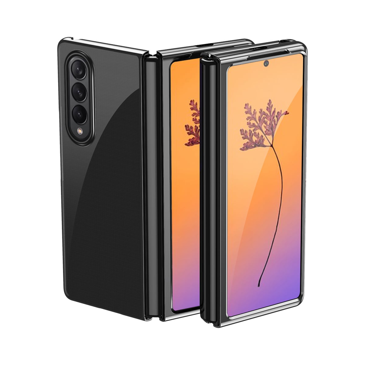 Plating Case for Samsung Galaxy Z Fold 4 deksel med en metallisk ramme svart