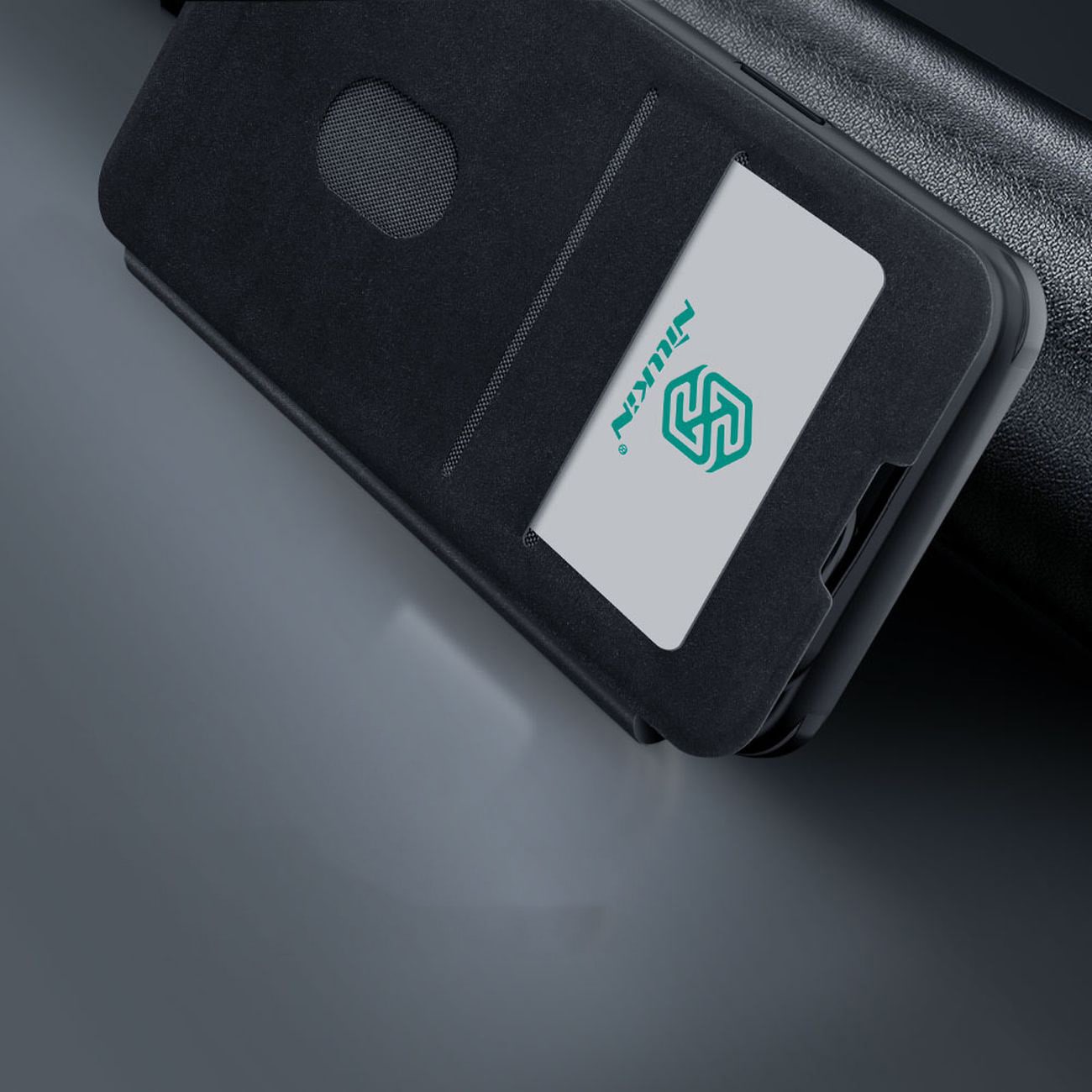 Nillkin Qin lærproff-etui iPhone 14 Plus kameradeksel Holsterdeksel Flip-etui Svart