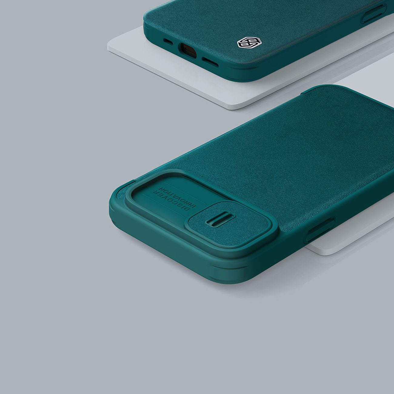 Nillkin Qin lærproff-etui iPhone 14 Plus kameradeksel Holsterdeksel Flip-etui Svart