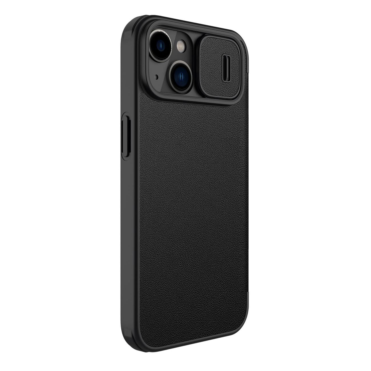 Nillkin Qin lærproff-etui iPhone 14 Plus kameradeksel Holsterdeksel Flip-etui Svart