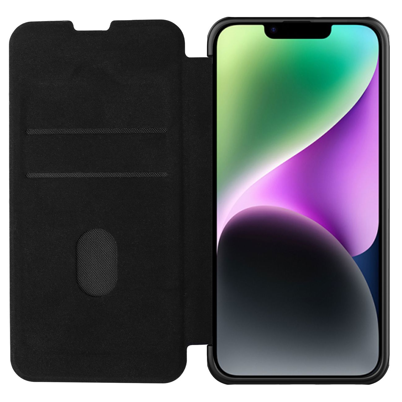 Nillkin Qin lærproff-etui iPhone 14 Plus kameradeksel Holsterdeksel Flip-etui Svart