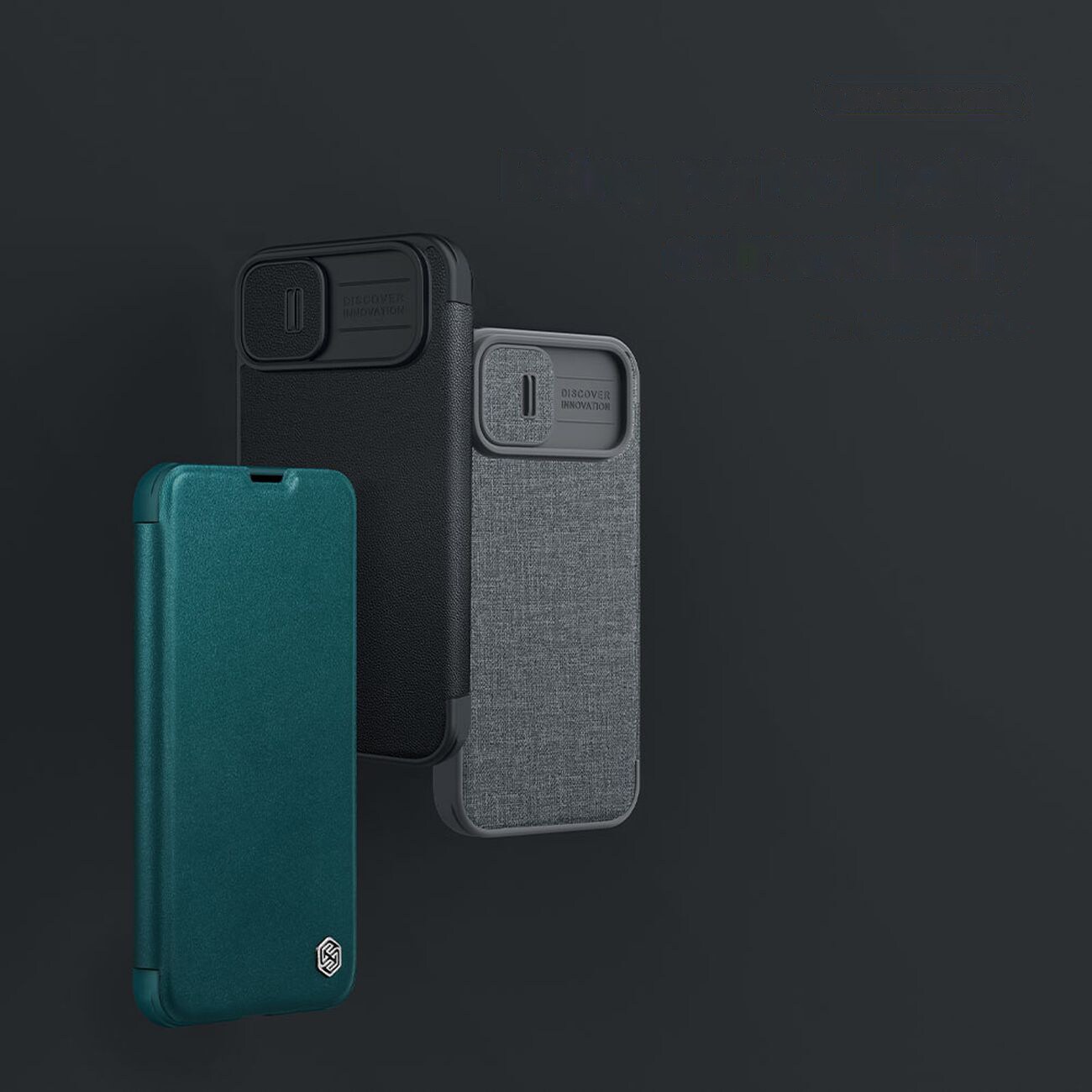 Nillkin Qin lærproff-etui iPhone 14 Plus kameradeksel Holsterdeksel Flip-etui Svart