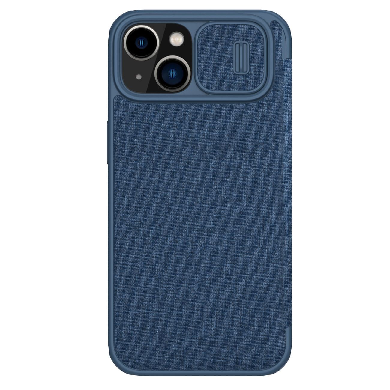 Nillkin Qin Cloth Pro-etui for iPhone 14 Plus Kameradeksel Hylsterdeksel Flip-etui Blå