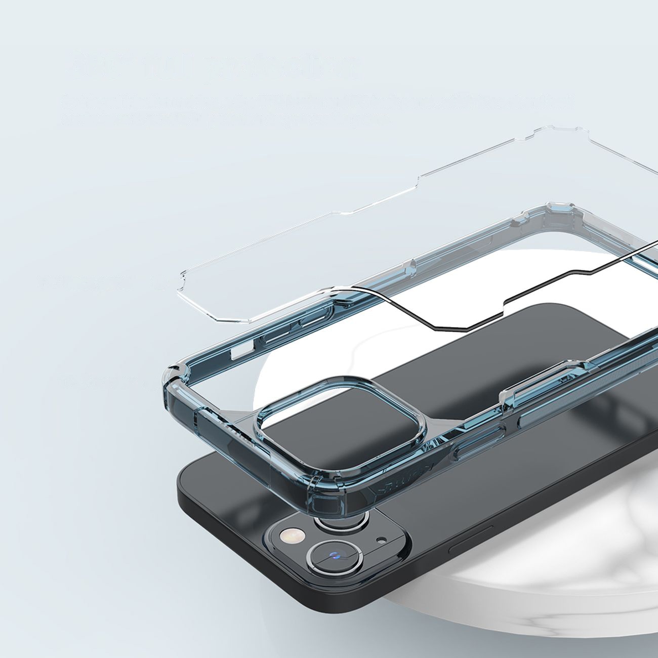 Nillkin Nature Pro iPhone 14 Plus-etui, pansret deksel, blått deksel