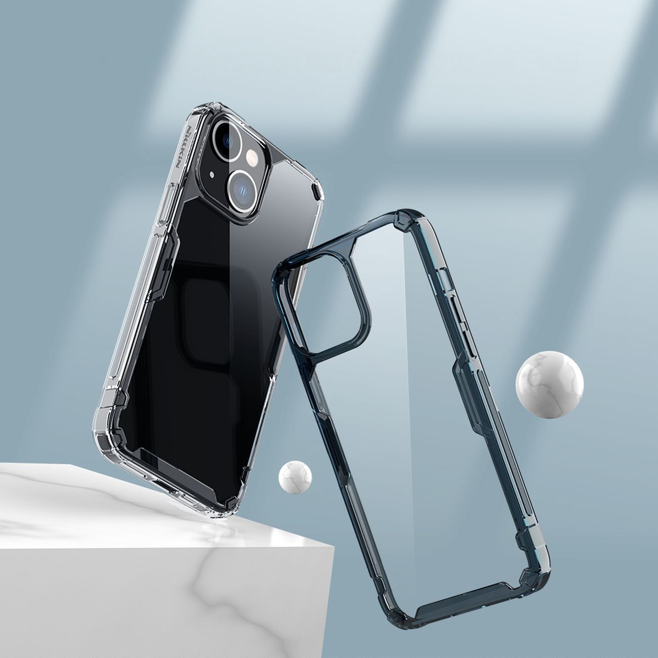 Nillkin Nature Pro iPhone 14 Plus-etui, pansret deksel, blått deksel