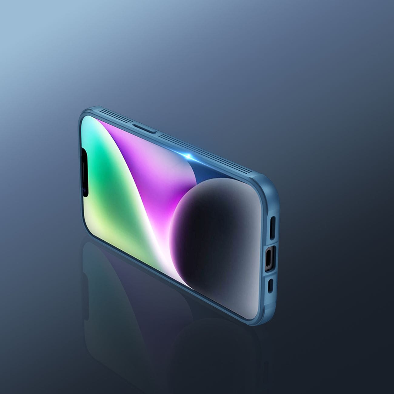 Nillkin CamShield Pro-etui iPhone 14 Plus pansret deksel kamerabeskytter blå