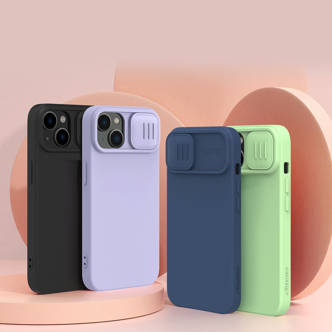 Nillkin CamShield magnetisk silikonetui iPhone 14 Plus med MagSafe og kamerabeskytter Blå