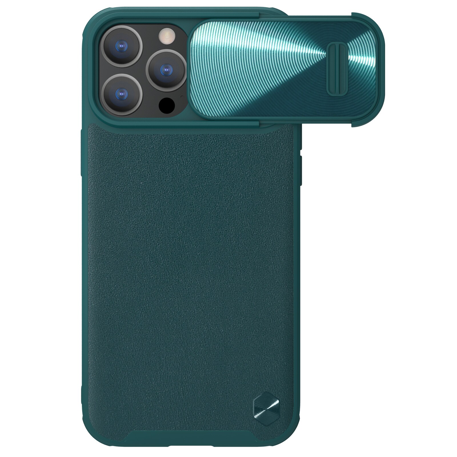 Nillkin CamShield Leather S-etui iPhone 14 Pro Max-etui med kameradeksel grønn
