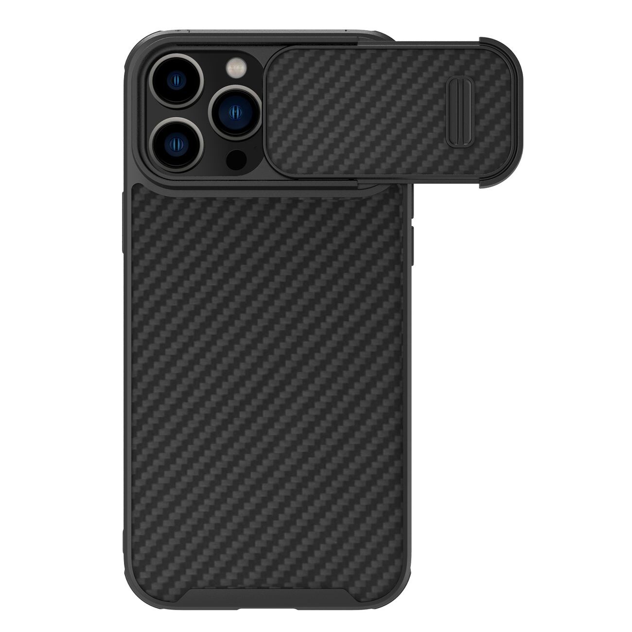 Nillkin Synthetic Fiber S Case iPhone 14 Pro-etui med kameradeksel, svart