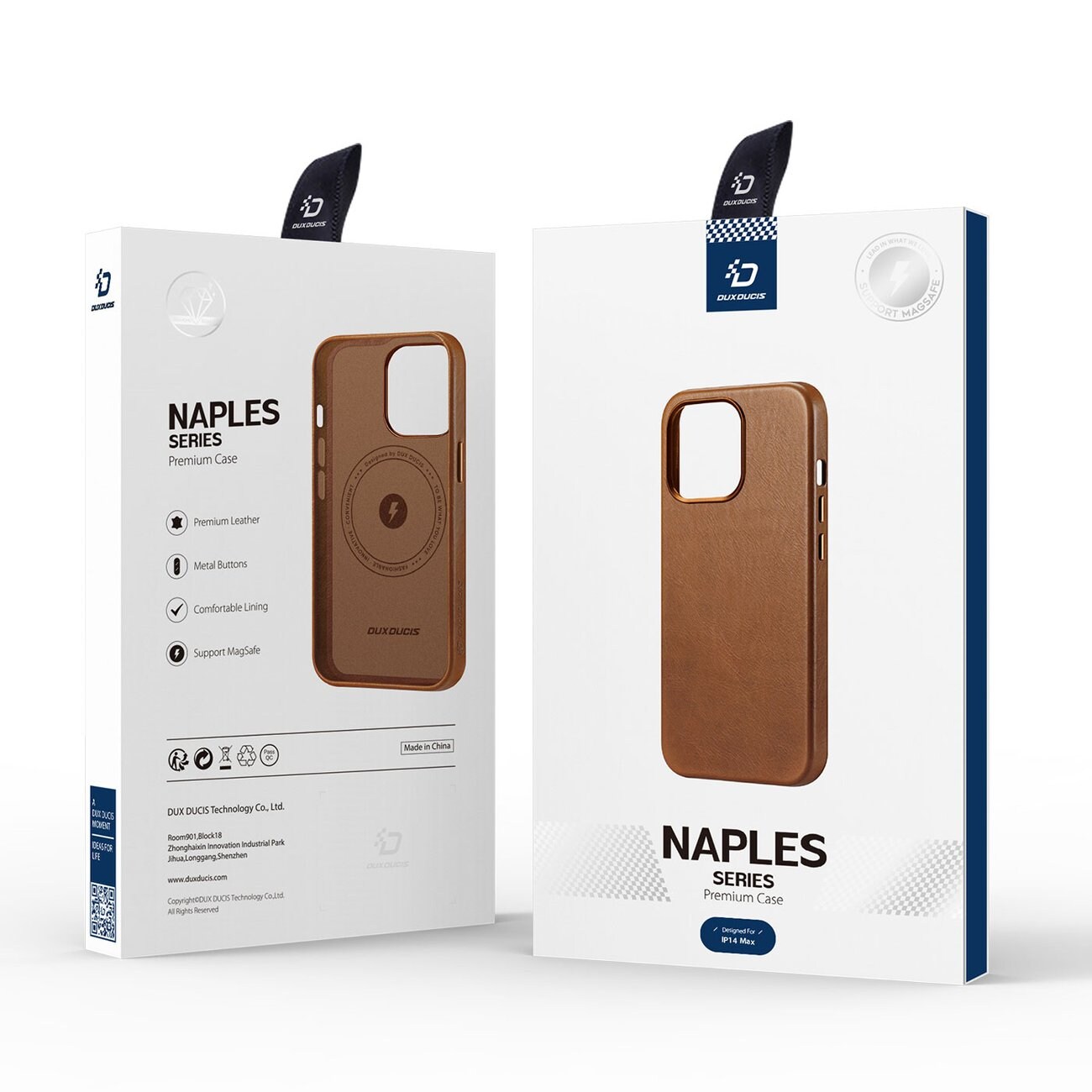 Dux Ducis Napoli iPhone 14 Plus magnetisk lærveske MagSafe Brown