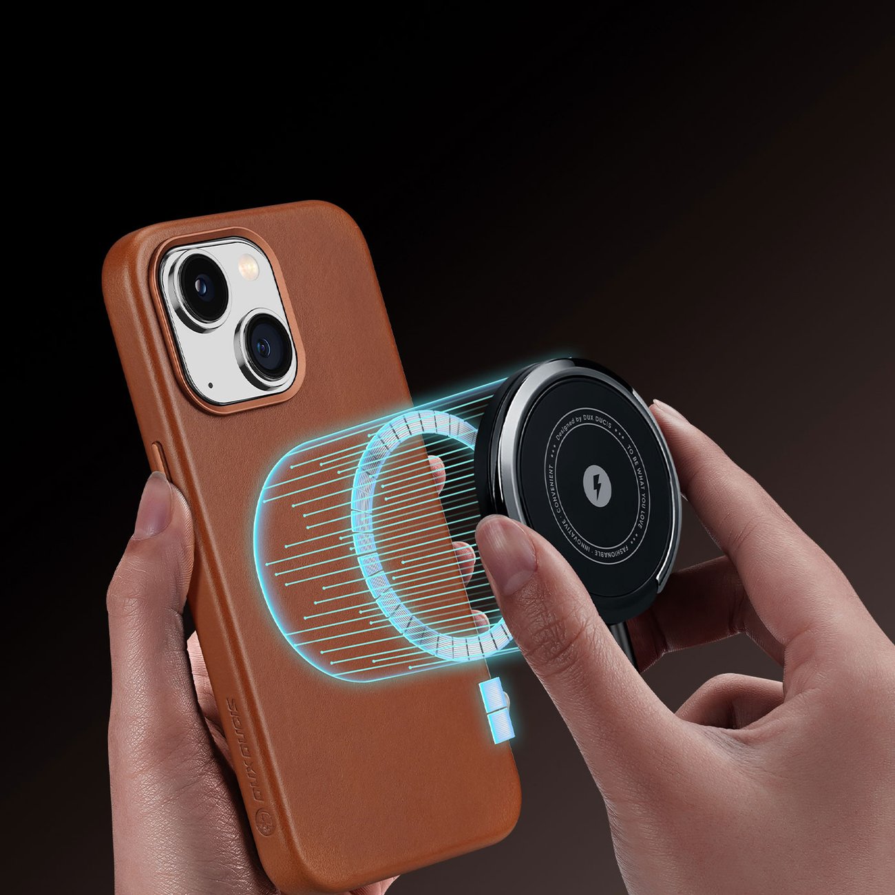 Dux Ducis Napoli iPhone 14 Plus magnetisk lærveske MagSafe Brown