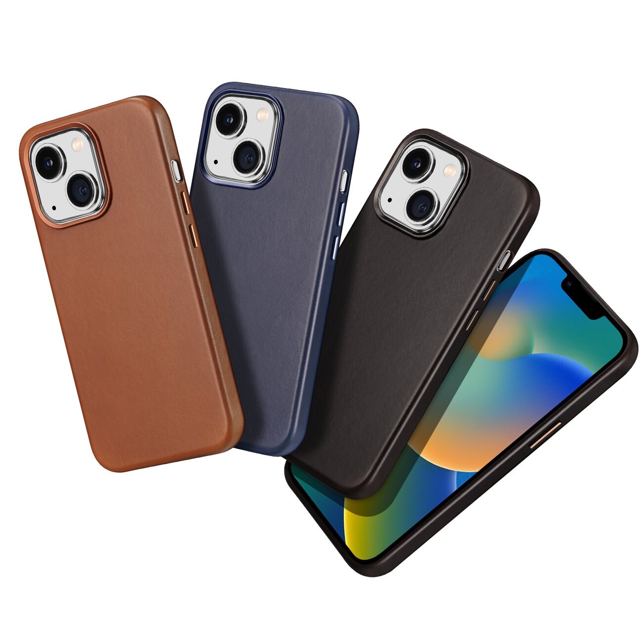 Dux Ducis Naples-etui for iPhone 14 Plus magnetisk lærveske MagSafe blå