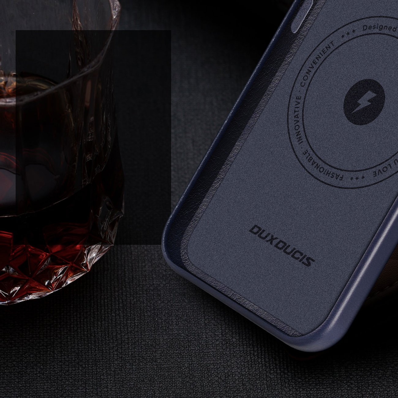 Dux Ducis Naples-etui for iPhone 14 Plus magnetisk lærveske MagSafe blå