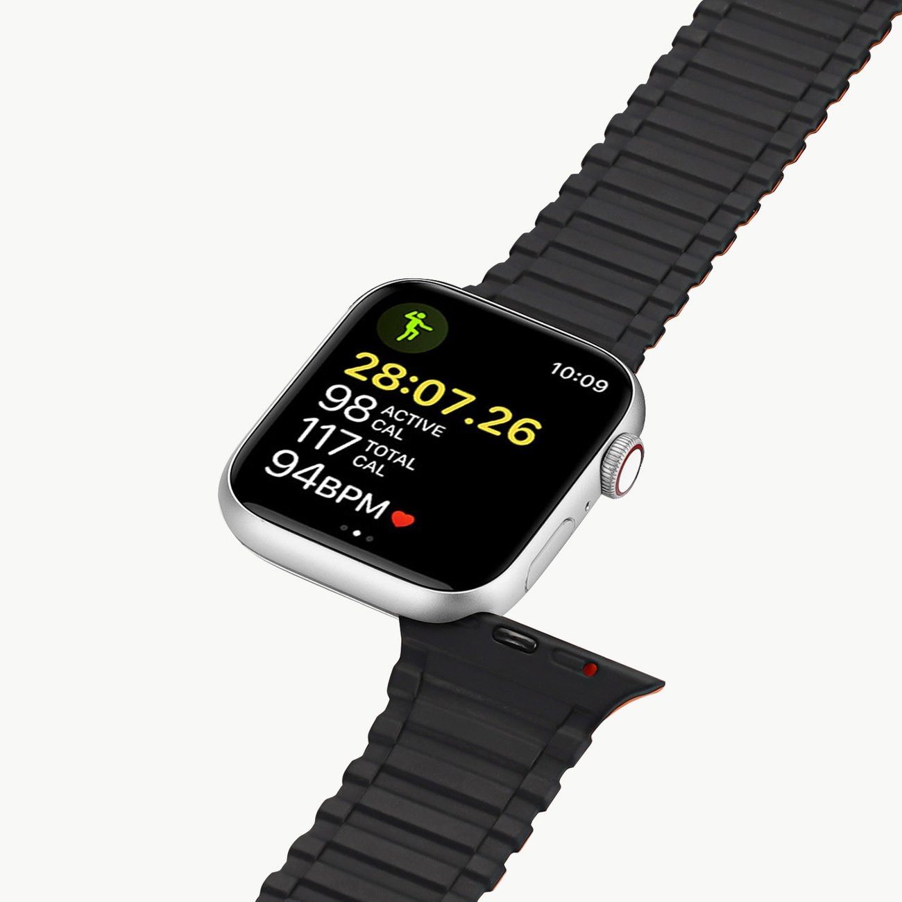 Dux Ducis Apple Watch SE-armbånd (panserversjon) 9-1 magnetisk silikon svart/oransje 41, 40, 38 mm