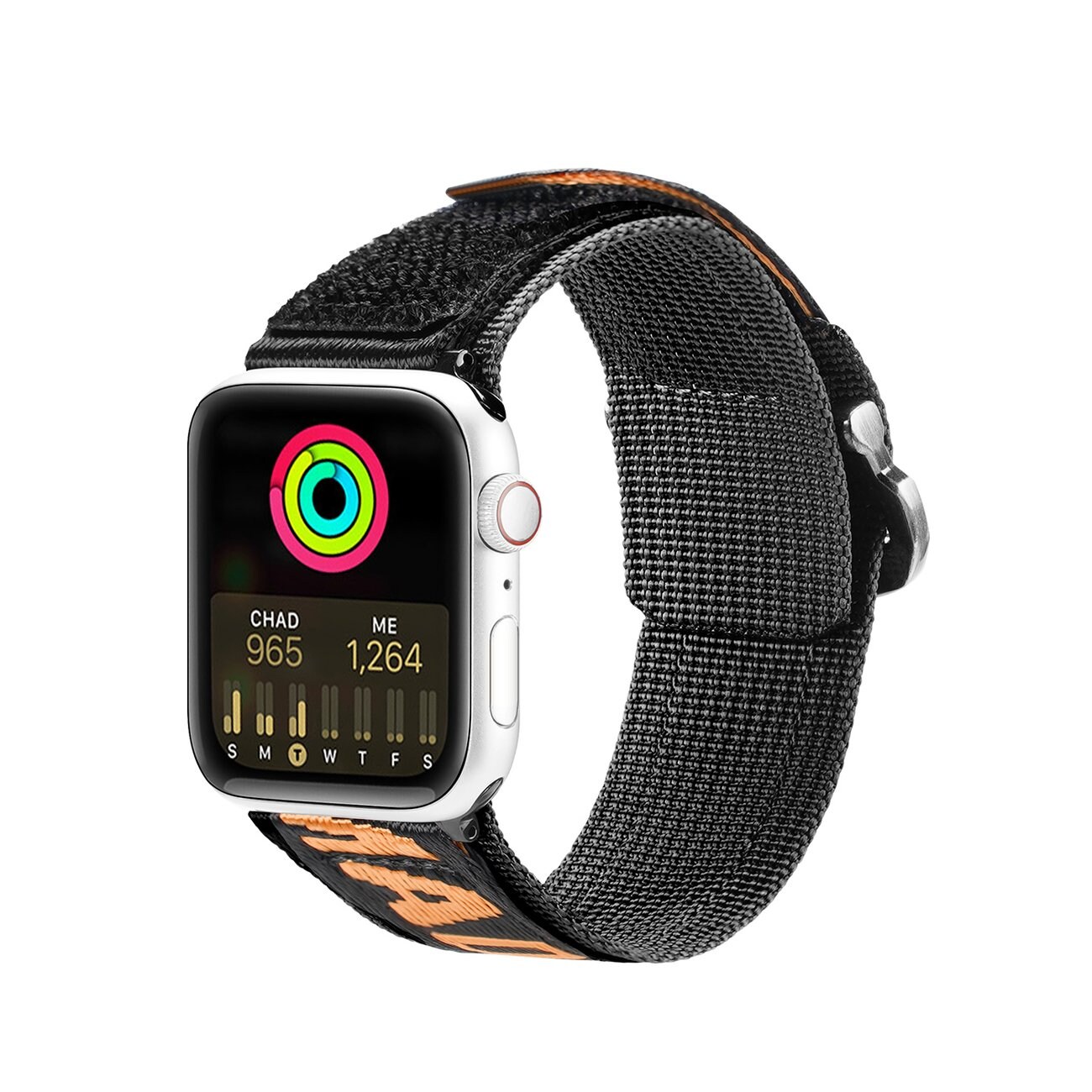 Dux Ducis Apple Watch Ultra Strap (utendørs) SE, 9-1, Nylonarmbånd 49-42 mm, Svart og oransje