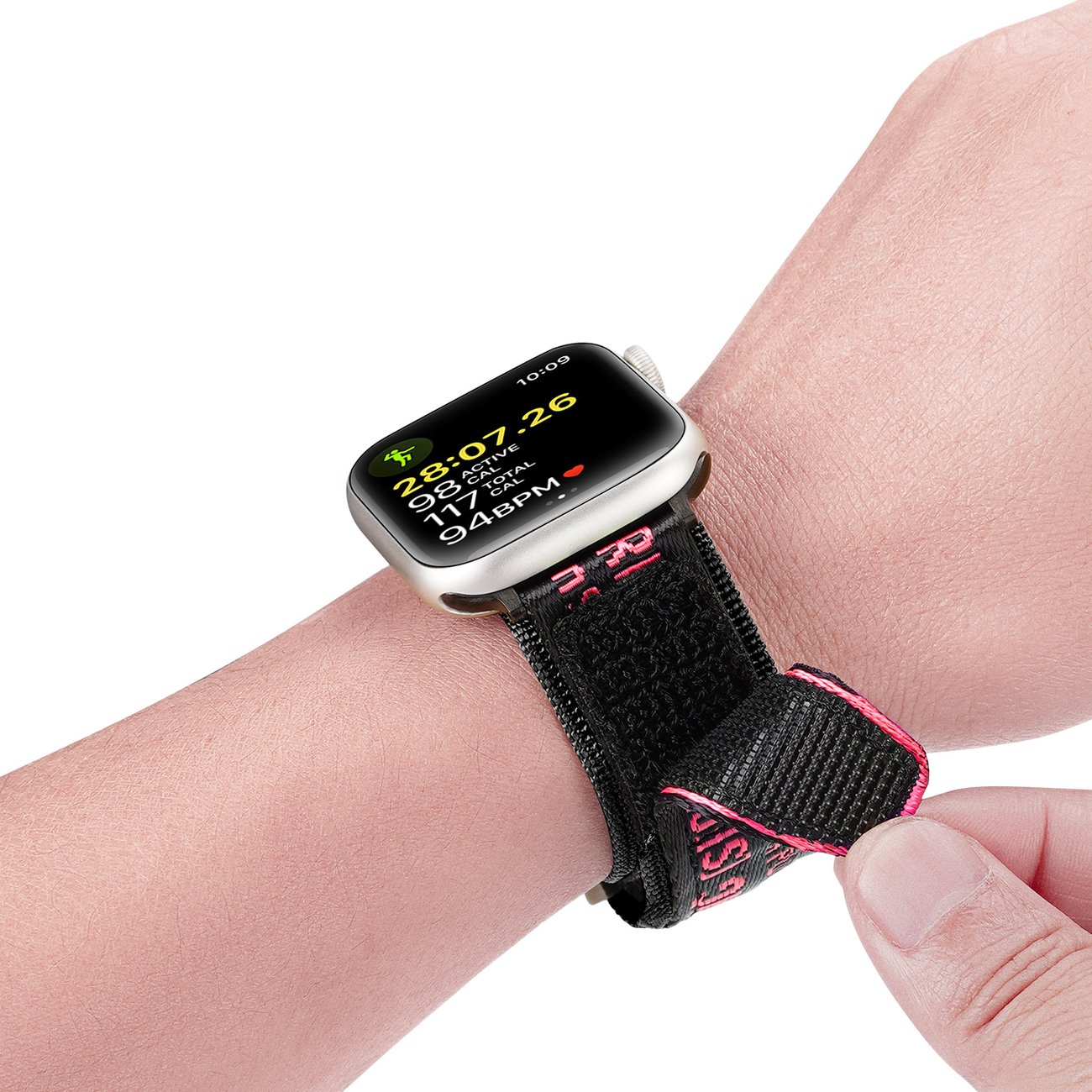 Dux Ducis utendørs Apple Watch Ultra Straps, SE, 1-9 (49, 45, 44, 42 mm) Nylonarmbånd Svart/Rød