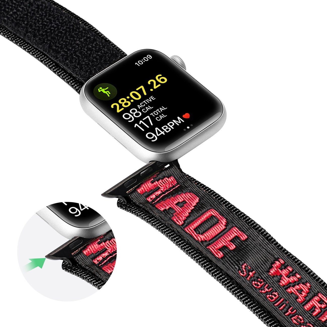Dux Ducis utendørs Apple Watch Ultra Straps, SE, 1-9 (49, 45, 44, 42 mm) Nylonarmbånd Svart/Rød